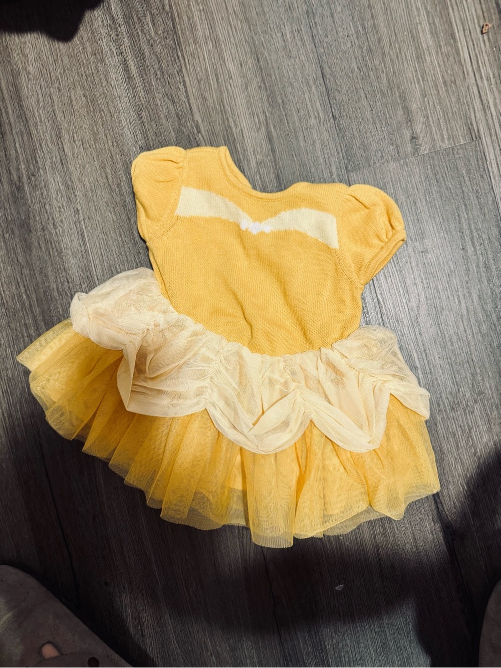 GAP Yellow Knit Disney Princess Belle Costume dress with Cream Overlay